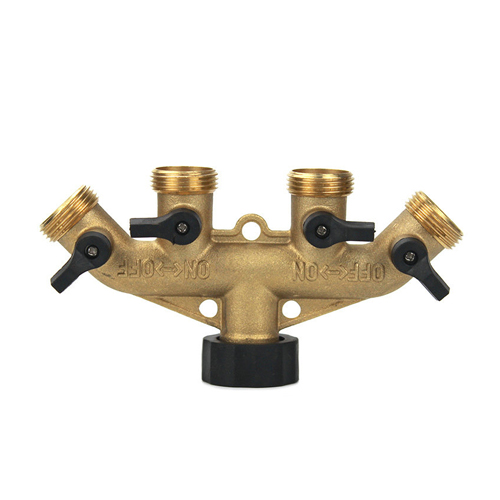 4 Way Brass Hose Splitter   HS7-GN1030